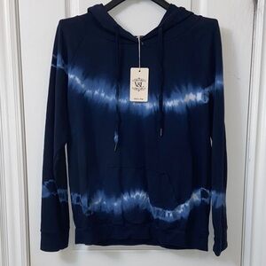 Navy and White Tie-Dye Hoodie